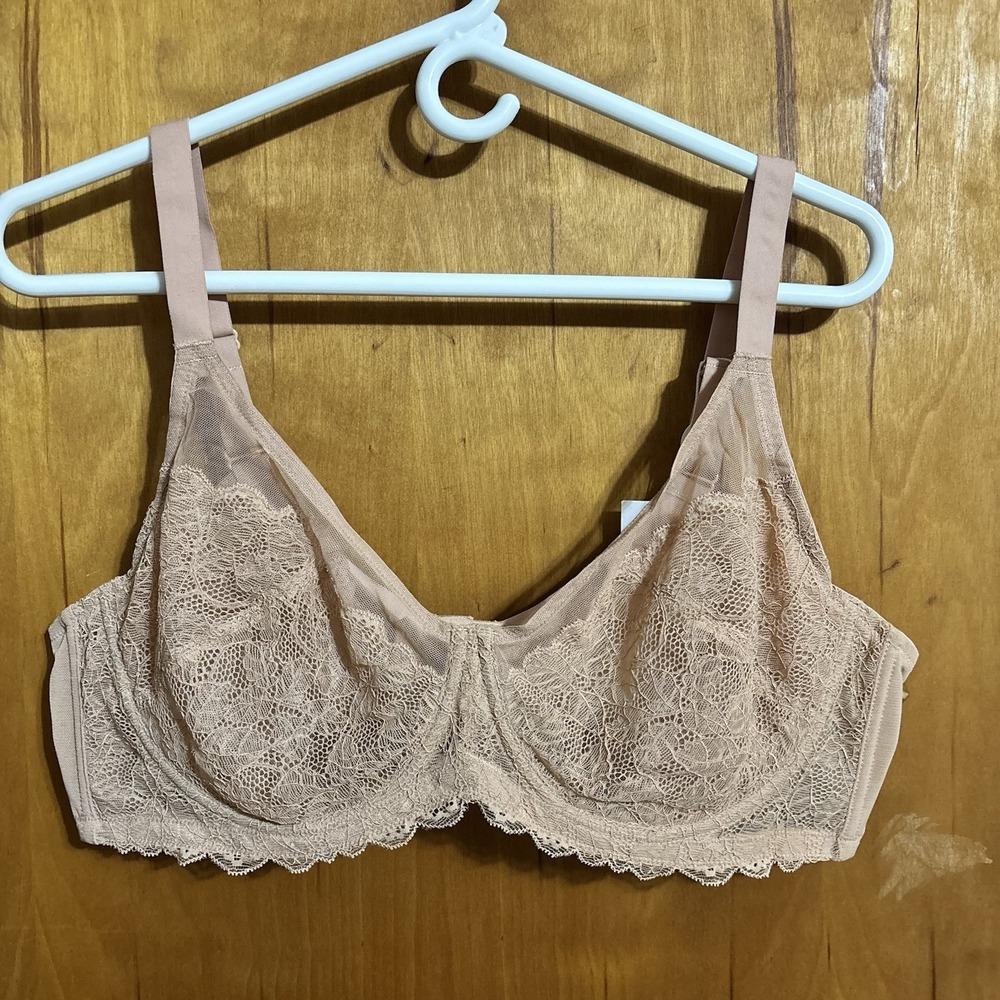 HSIA Bra 42C Unlined Full Coverage Beige/Pink‎ Underwire NEW